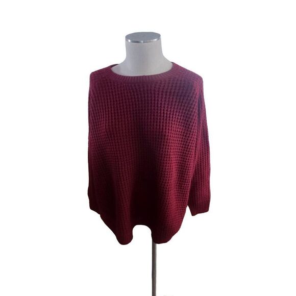 Deep cranberry red chunky knit sweater - Picture 1 of 3